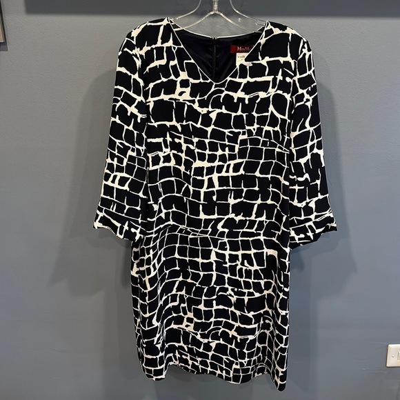 MaxMara Dresses & Skirts - MAX MARA STUDIO - CROCO STYLE PRINTED DRESS DESTINO - WHITE/BLUE